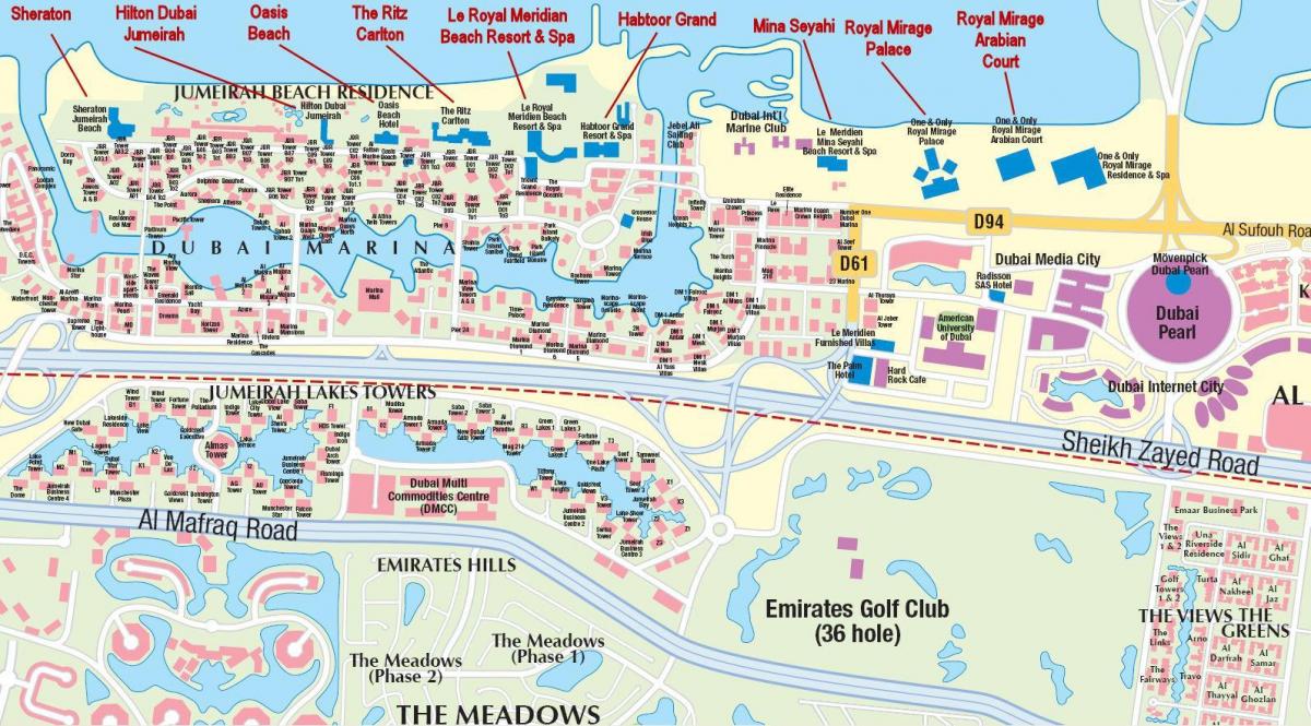 نقشہ کے Jumeirah بیچ دبئی