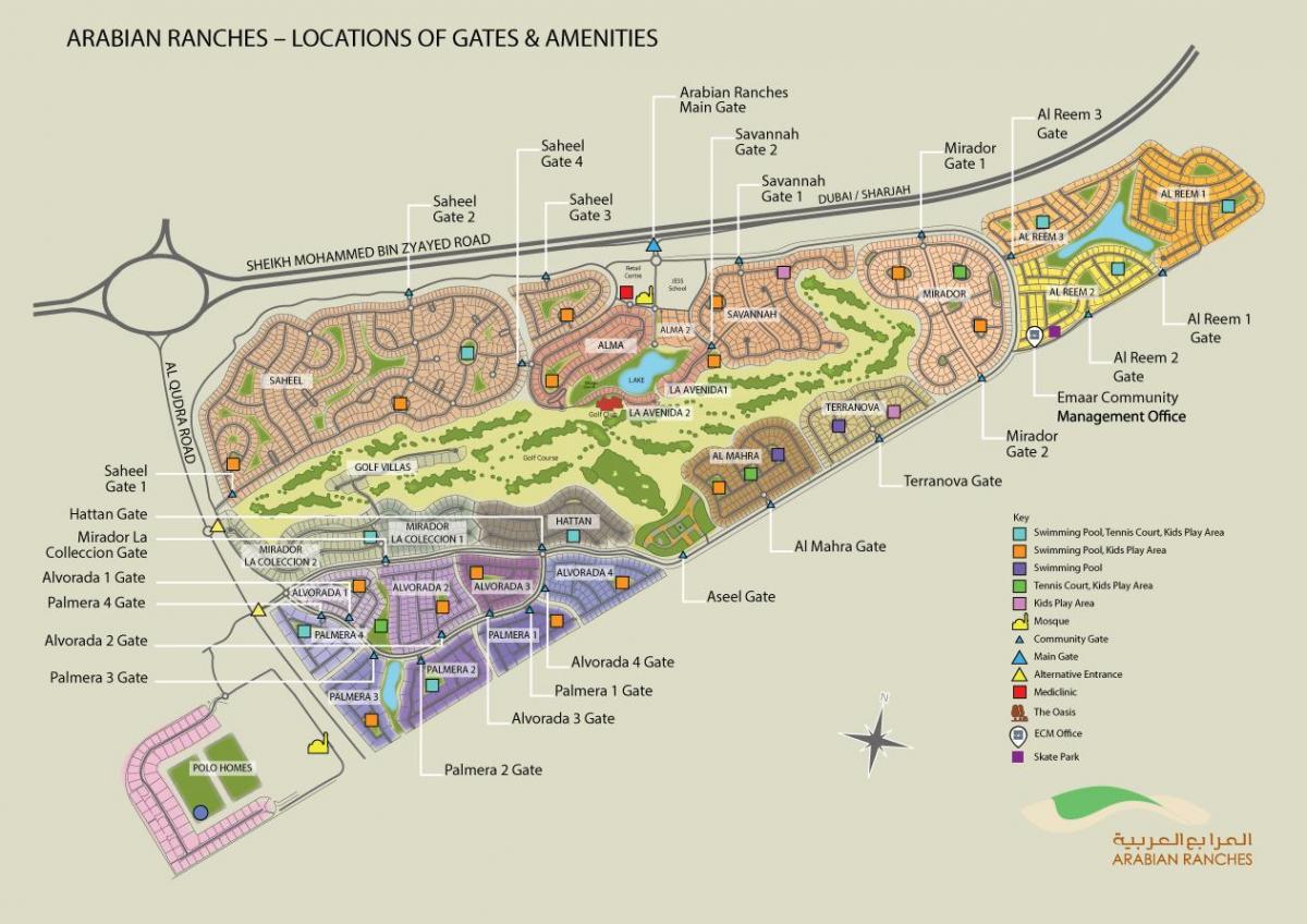 Ranches بحیرہٴ عرب میں دبئی کے محل وقوع کا نقشہ