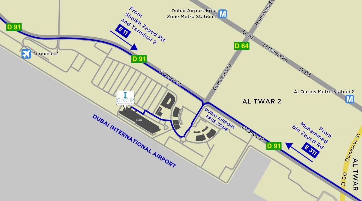 نقشہ دبئی کے ہوائی اڈے مفت زون