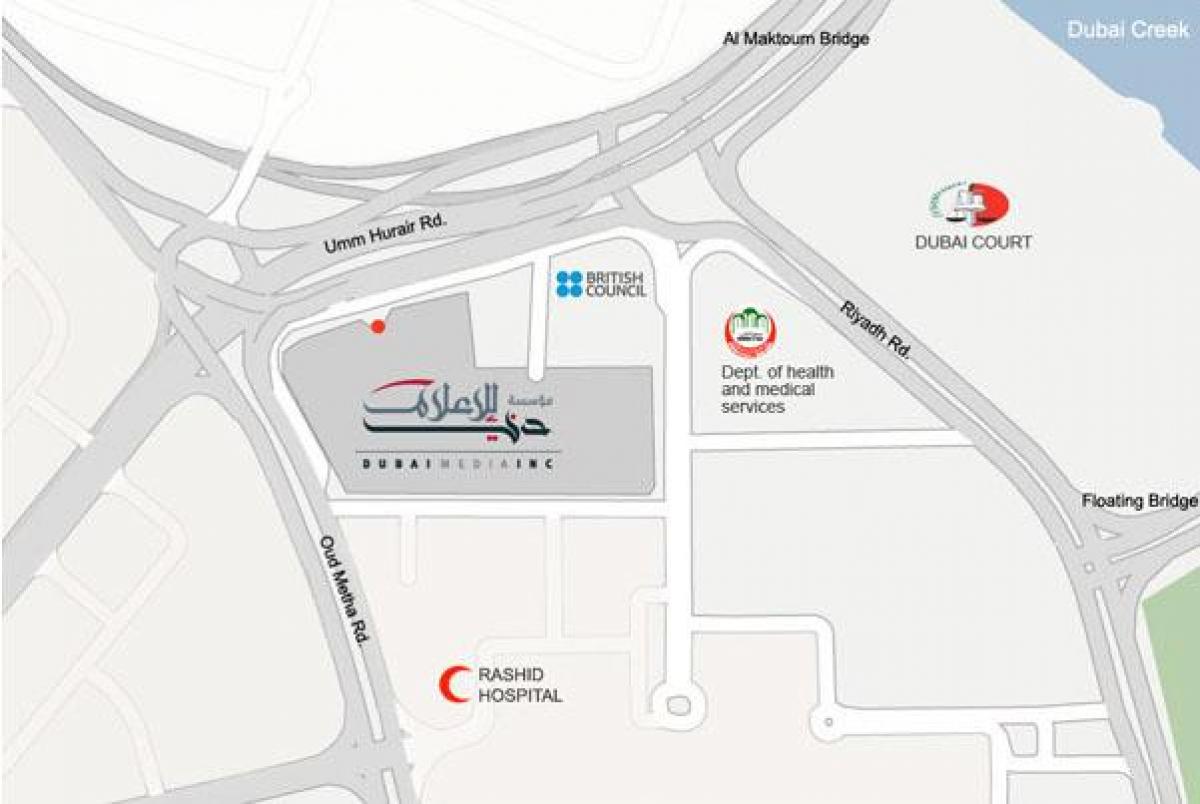 راشد ہسپتال دبئی کے محل وقوع کا نقشہ