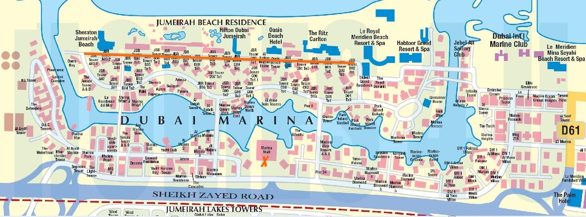 JBR نقشہ دبئی