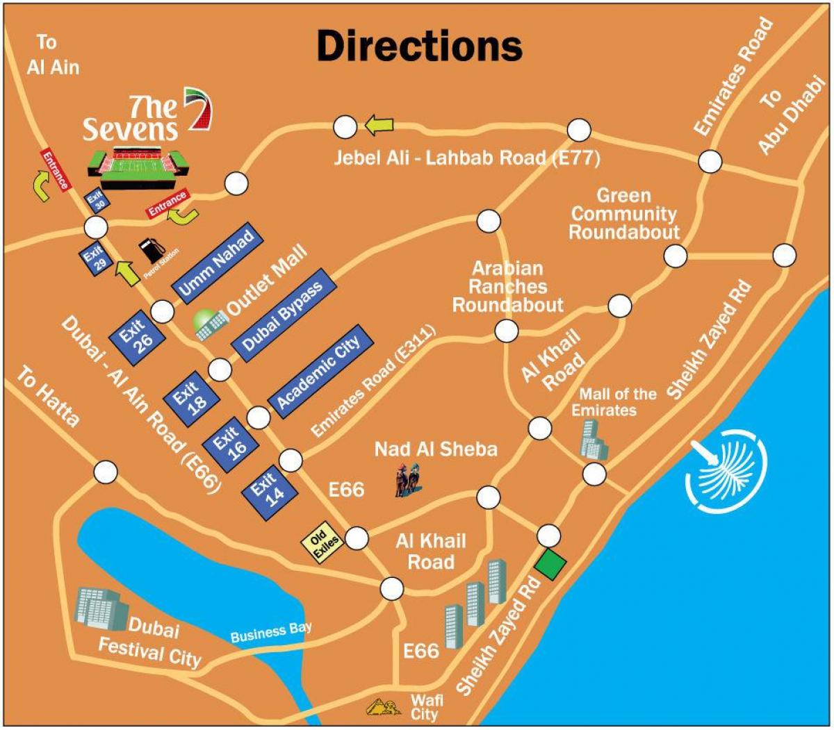 رگبی نبوت دبئی کے محل وقوع کا نقشہ