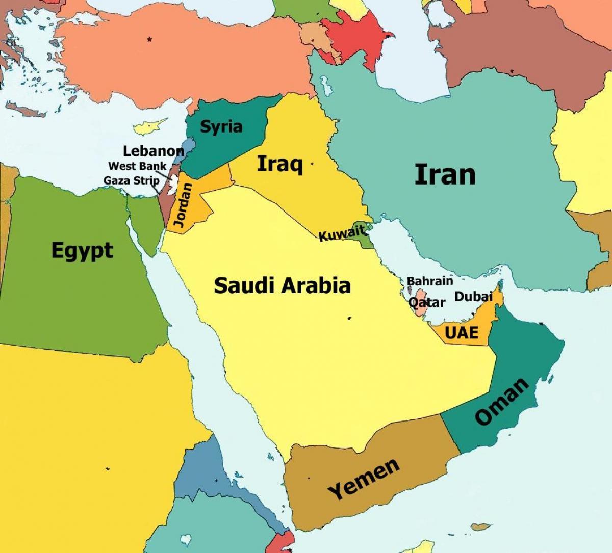دبئی مشرق وسطی کا نقشہ