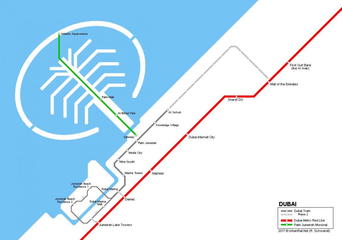 پام Jumeirah مونو ریل کا نقشہ