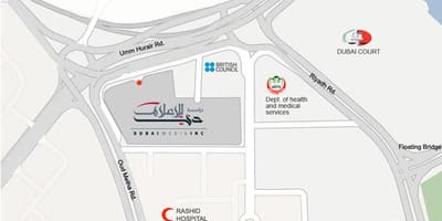 راشد ہسپتال دبئی کے محل وقوع کا نقشہ